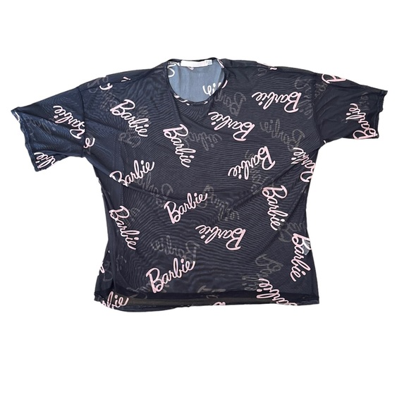 Missguided Tops - Barbie X Misguided Black Netted T-shirt Size 10 UK Womens T-shirt